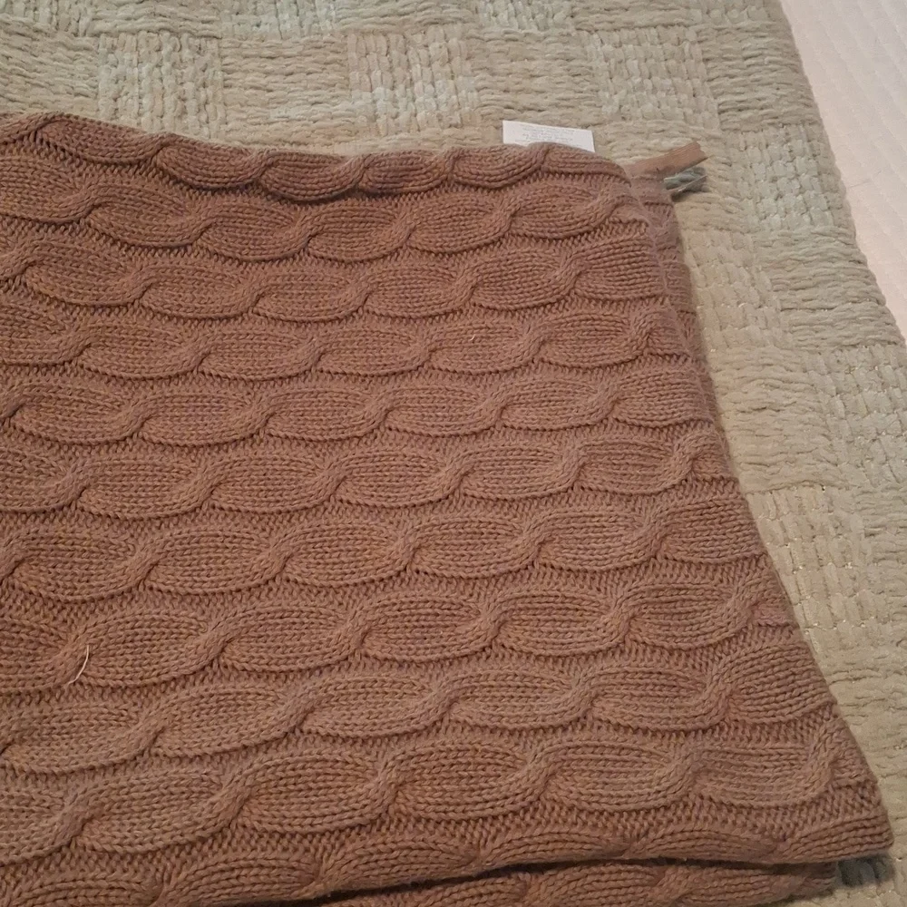 Restoration Hardware Taupe Knit Euro Pillow Cover Sham Chunky Set Of 2